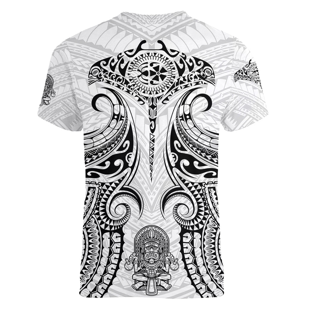 Hawaii Polynesian Women V Neck T Shirt Warrior symbol - Wonder Print Shop