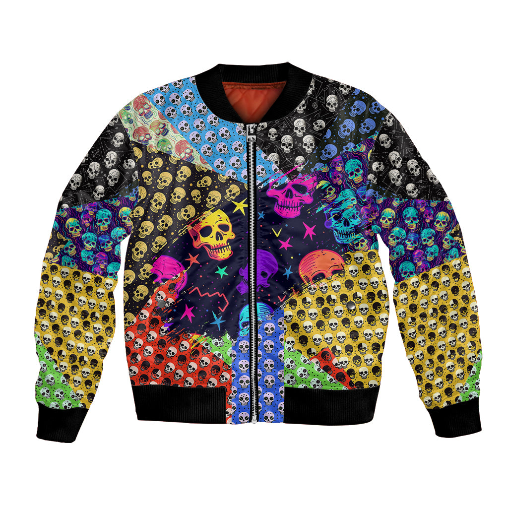 Skull Pattern Bomber Jacket Colorful Skull Pattern Mix - Wonder Print Shop