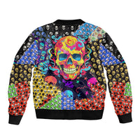 Skull Pattern Bomber Jacket Colorful Skull Pattern Mix - Wonder Print Shop