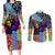 Skull Pattern Couples Matching Long Sleeve Bodycon Dress and Long Sleeve Button Shirts Colorful Skull Pattern Mix - Wonder Print Shop