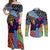 Skull Pattern Couples Matching Off Shoulder Maxi Dress and Long Sleeve Button Shirts Colorful Skull Pattern Mix - Wonder Print Shop