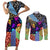 Skull Pattern Couples Matching Short Sleeve Bodycon Dress and Long Sleeve Button Shirts Colorful Skull Pattern Mix - Wonder Print Shop