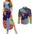 Skull Pattern Couples Matching Summer Maxi Dress and Long Sleeve Button Shirts Colorful Skull Pattern Mix - Wonder Print Shop