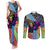 Skull Pattern Couples Matching Tank Maxi Dress and Long Sleeve Button Shirts Colorful Skull Pattern Mix - Wonder Print Shop