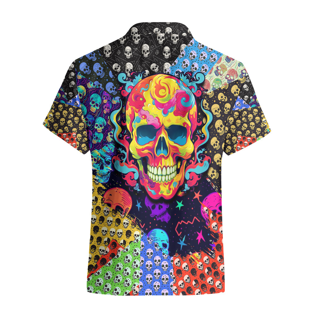 Skull Pattern Hawaiian Shirt Colorful Skull Pattern Mix - Wonder Print Shop