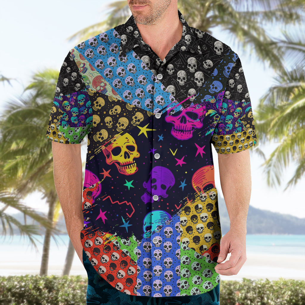 Skull Pattern Hawaiian Shirt Colorful Skull Pattern Mix - Wonder Print Shop