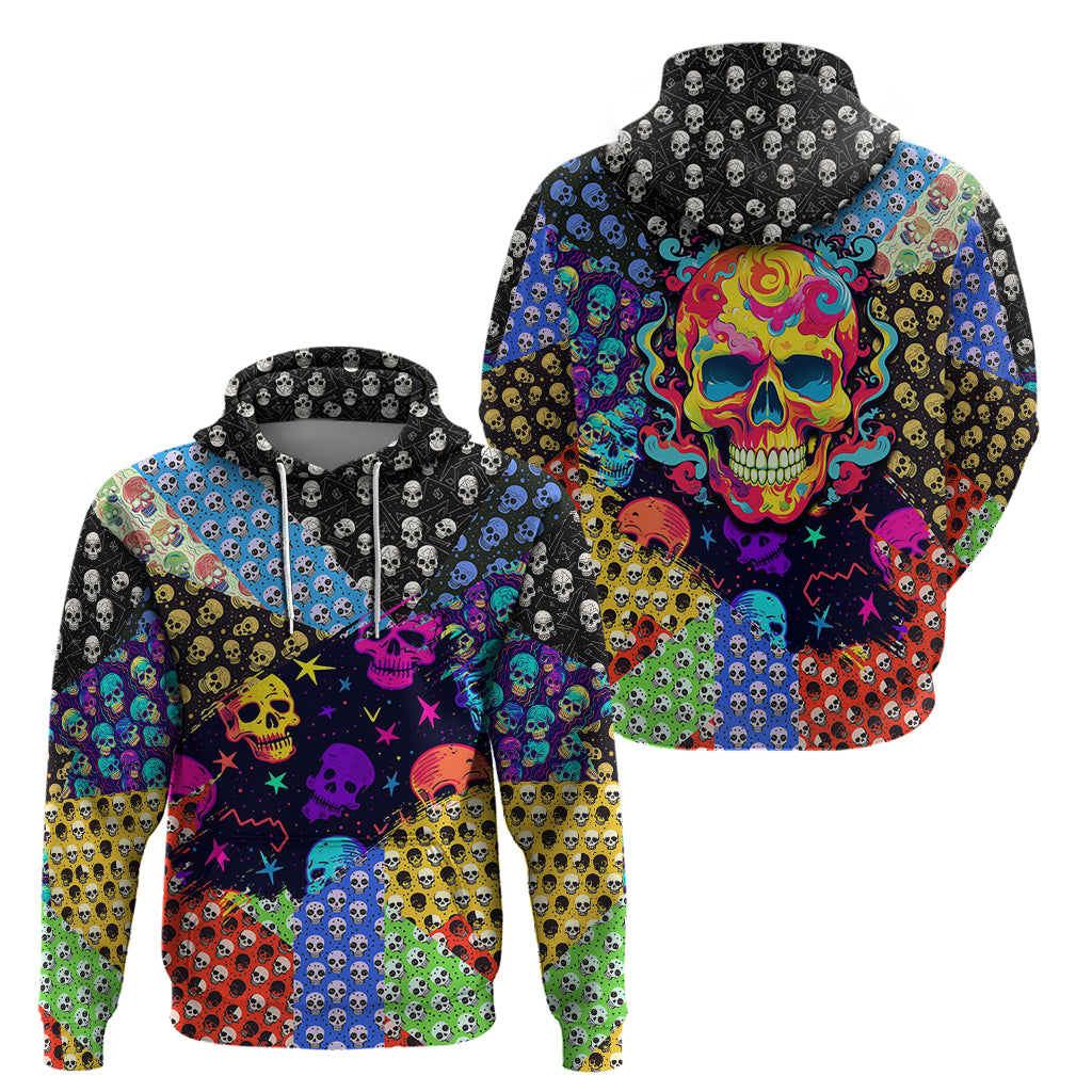 Skull Pattern Hoodie Colorful Skull Pattern Mix - Wonder Print Shop