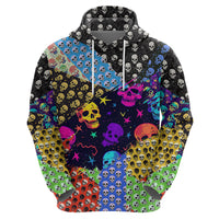Skull Pattern Hoodie Colorful Skull Pattern Mix - Wonder Print Shop