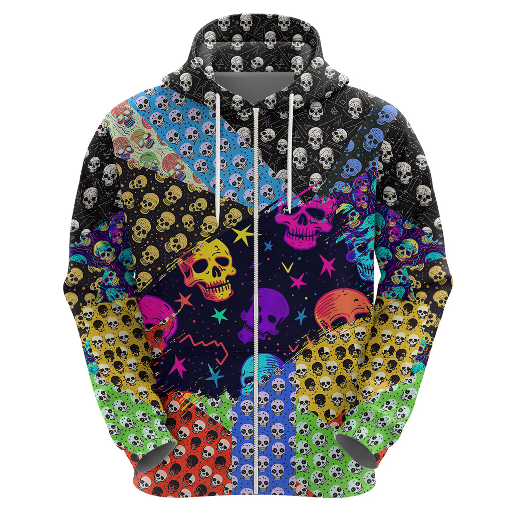 Skull Pattern Hoodie Colorful Skull Pattern Mix - Wonder Print Shop
