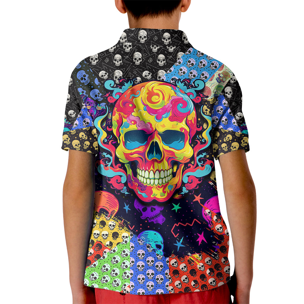 Skull Pattern Kid Polo Shirt Colorful Skull Pattern Mix - Wonder Print Shop