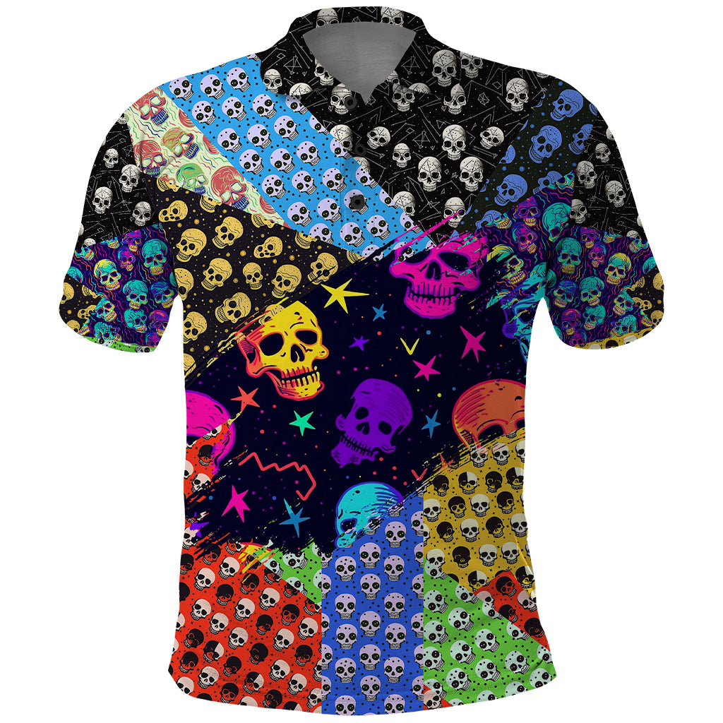Skull Pattern Polo Shirt Colorful Skull Pattern Mix - Wonder Print Shop