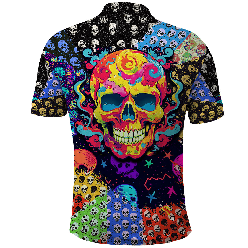Skull Pattern Polo Shirt Colorful Skull Pattern Mix - Wonder Print Shop