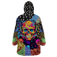 Skull Pattern Wearable Blanket Hoodie Colorful Skull Pattern Mix - Wonder Print Shop