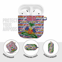 Haiti Christmas AirPods Case with Blue Red Yellow Xmas Santa Sleigh and Coat of Arms - Wonder Print Shop