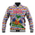 Haiti Christmas Baseball Jacket with Blue Red Yellow Xmas Santa Sleigh and Coat of Arms - Wonder Print Shop
