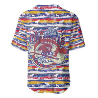 Haiti Christmas Baseball Jersey with Blue Red Yellow Xmas Santa Sleigh and Coat of Arms - Wonder Print Shop