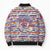 Haiti Christmas Bomber Puffer Jacket with Blue Red Yellow Xmas Santa Sleigh and Coat of Arms - Wonder Print Shop