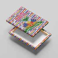 Haiti Christmas Canvas Wall Art with Blue Red Yellow Xmas Santa Sleigh and Coat of Arms - Wonder Print Shop