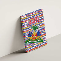 Haiti Christmas Canvas Wall Art with Blue Red Yellow Xmas Santa Sleigh and Coat of Arms - Wonder Print Shop