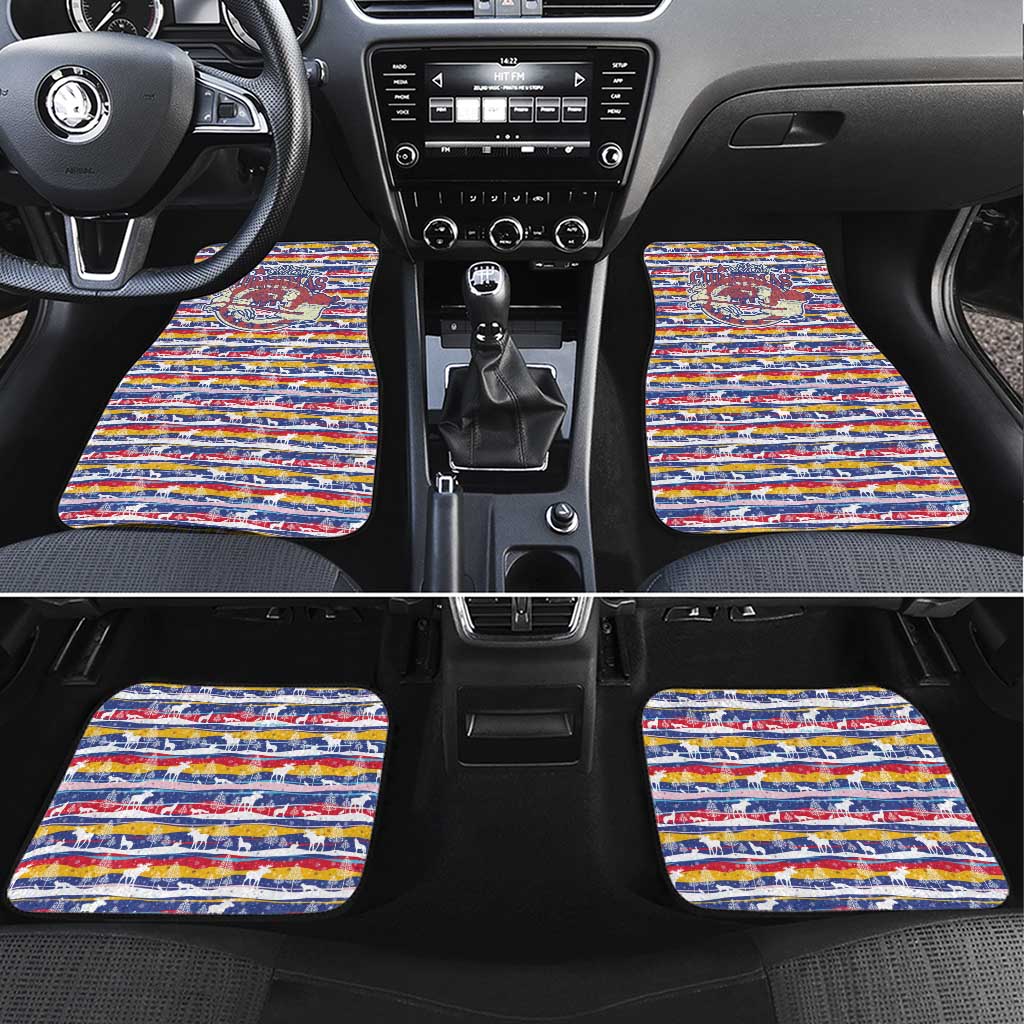 Haiti Christmas Car Mats with Blue Red Yellow Xmas Santa Sleigh and Coat of Arms - Wonder Print Shop