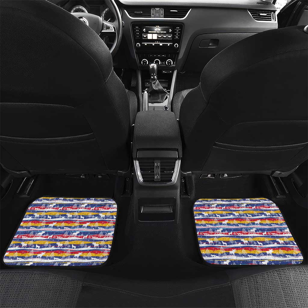 Haiti Christmas Car Mats with Blue Red Yellow Xmas Santa Sleigh and Coat of Arms - Wonder Print Shop