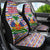 Haiti Christmas Car Seat Cover with Blue Red Yellow Xmas Santa Sleigh and Coat of Arms - Wonder Print Shop