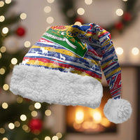 Haiti Christmas Santa Hat with Blue Red Yellow Xmas Santa Sleigh and Coat of Arms - Wonder Print Shop