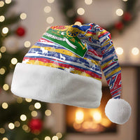 Haiti Christmas Santa Hat with Blue Red Yellow Xmas Santa Sleigh and Coat of Arms - Wonder Print Shop