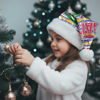 Haiti Christmas Santa Hat with Blue Red Yellow Xmas Santa Sleigh and Coat of Arms - Wonder Print Shop