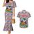 Haiti Christmas Couples Matching Mermaid Dress and Hawaiian Shirt with Blue Red Yellow Xmas Santa Sleigh and Coat of Arms - Wonder Print Shop