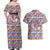Haiti Christmas Couples Matching Off Shoulder Maxi Dress and Hawaiian Shirt with Blue Red Yellow Xmas Santa Sleigh and Coat of Arms - Wonder Print Shop