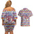 Haiti Christmas Couples Matching Off Shoulder Short Dress and Hawaiian Shirt with Blue Red Yellow Xmas Santa Sleigh and Coat of Arms - Wonder Print Shop