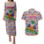 Haiti Christmas Couples Matching Puletasi and Hawaiian Shirt with Blue Red Yellow Xmas Santa Sleigh and Coat of Arms - Wonder Print Shop