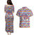 Haiti Christmas Couples Matching Puletasi and Hawaiian Shirt with Blue Red Yellow Xmas Santa Sleigh and Coat of Arms - Wonder Print Shop