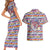 Haiti Christmas Couples Matching Short Sleeve Bodycon Dress and Hawaiian Shirt with Blue Red Yellow Xmas Santa Sleigh and Coat of Arms - Wonder Print Shop
