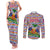 Haiti Christmas Couples Matching Tank Maxi Dress and Long Sleeve Button Shirt with Blue Red Yellow Xmas Santa Sleigh and Coat of Arms - Wonder Print Shop