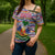 Haiti Christmas Cross Shoulder Shirt with Blue Red Yellow Xmas Santa Sleigh and Coat of Arms - Wonder Print Shop