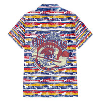 Haiti Christmas Family Matching Long Sleeve Bodycon Dress and Hawaiian Shirt with Blue Red Yellow Xmas Santa Sleigh and Coat of Arms - Wonder Print Shop