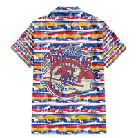 Haiti Christmas Family Matching Mermaid Dress and Hawaiian Shirt with Blue Red Yellow Xmas Santa Sleigh and Coat of Arms - Wonder Print Shop