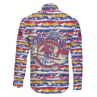 Haiti Christmas Family Matching Mermaid Dress and Hawaiian Shirt with Blue Red Yellow Xmas Santa Sleigh and Coat of Arms - Wonder Print Shop