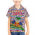Haiti Christmas Family Matching Mermaid Dress and Hawaiian Shirt with Blue Red Yellow Xmas Santa Sleigh and Coat of Arms - Wonder Print Shop