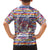 Haiti Christmas Family Matching Off The Shoulder Long Sleeve Dress and Hawaiian Shirt with Blue Red Yellow Xmas Santa Sleigh and Coat of Arms - Wonder Print Shop