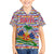 Haiti Christmas Family Matching Off The Shoulder Long Sleeve Dress and Hawaiian Shirt with Blue Red Yellow Xmas Santa Sleigh and Coat of Arms - Wonder Print Shop
