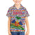 Haiti Christmas Family Matching Off Shoulder Maxi Dress and Hawaiian Shirt with Blue Red Yellow Xmas Santa Sleigh and Coat of Arms - Wonder Print Shop
