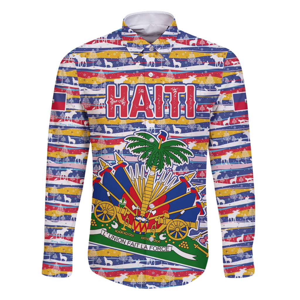 Haiti Christmas Family Matching Puletasi and Hawaiian Shirt with Blue Red Yellow Xmas Santa Sleigh and Coat of Arms - Wonder Print Shop