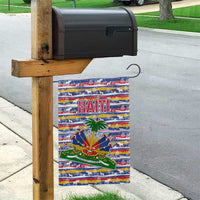 Haiti Christmas Garden Flag with Blue Red Yellow Xmas Santa Sleigh and Coat of Arms - Wonder Print Shop