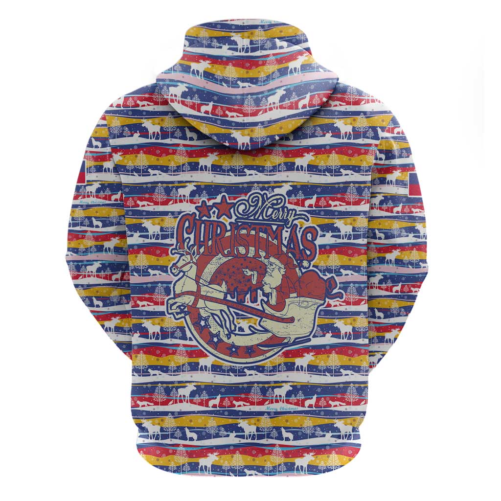 Haiti Christmas Hoodie with Blue Red Yellow Xmas Santa Sleigh and Coat of Arms - Wonder Print Shop