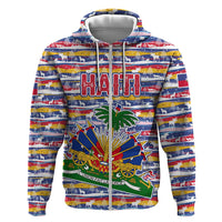 Haiti Christmas Hoodie with Blue Red Yellow Xmas Santa Sleigh and Coat of Arms - Wonder Print Shop