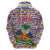 Haiti Christmas Hoodie with Blue Red Yellow Xmas Santa Sleigh and Coat of Arms - Wonder Print Shop