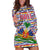 Haiti Christmas Hoodie Dress with Blue Red Yellow Xmas Santa Sleigh and Coat of Arms - Wonder Print Shop